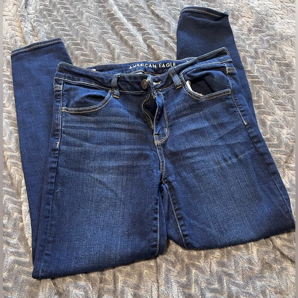 American Eagle Outfitters Dark Indigo Stretch Skinny Jeans 12 - Picture 1 of 5
